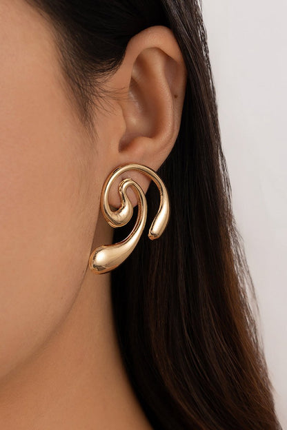 Metal Geometric Earrings - MISMIMCAJE2407160082-GOLD-F