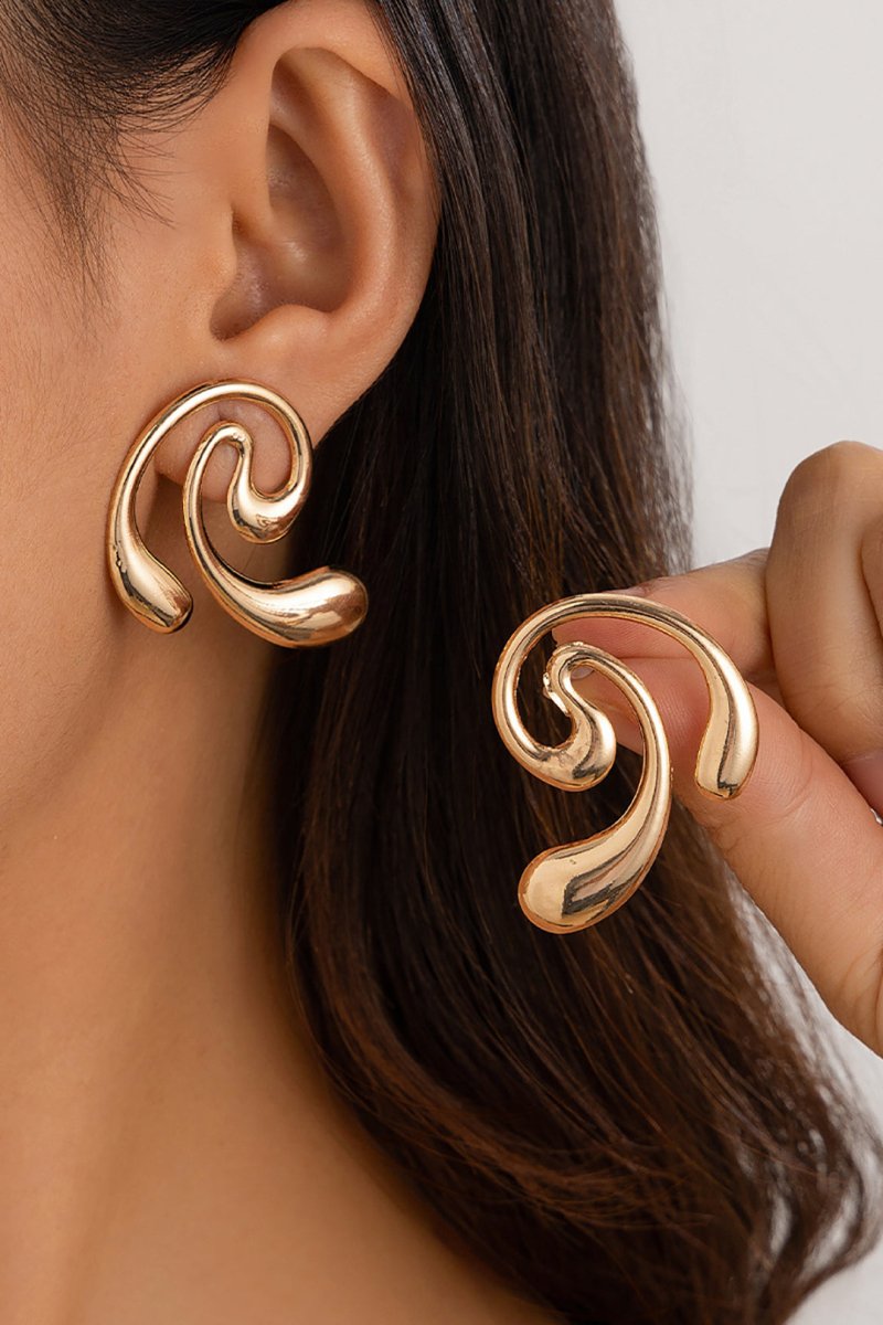 Metal Geometric Earrings - MISMIMCAJE2407160082-GOLD-F