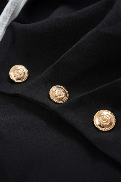 Metallic Decor Contrast Pleated V - Neck Long - Sleeve Shirt - MISMIMCWTE2508190107-Contrast Color-S