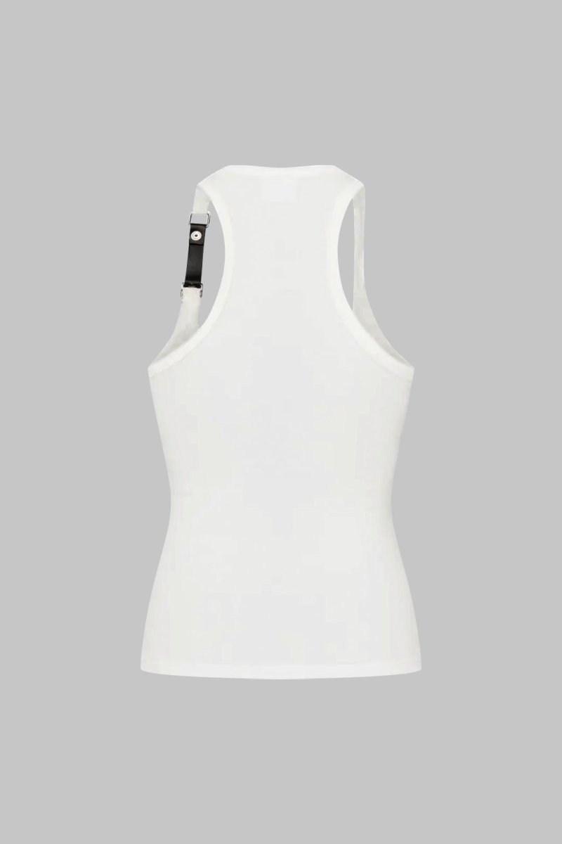 Metallic Decor Ribbed Tank Top - MISMIMCWTT2505080169-WHITE-XS