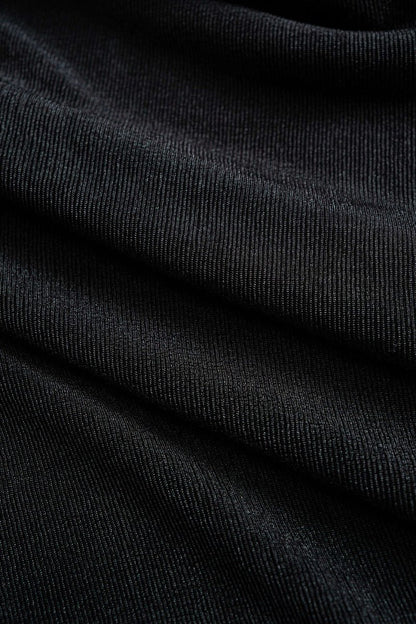 Metallic Decor Ruched Short Sleeve Midi Dress - MISMIMCWDB2508210114-BLACK-XS