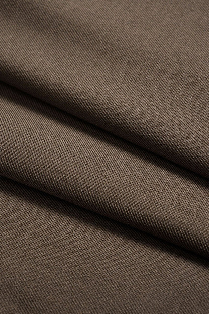 Metallic Ruched Zipper Asymmetrical Short Sleeve Mini Dress - MISMIMCWDC2509230035-BROWN-XS