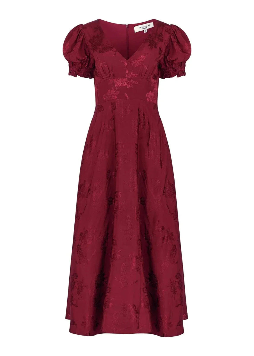 Mila Satin Midi Dress - Burgundy - MISMIJK2487-W-PLM-XXS