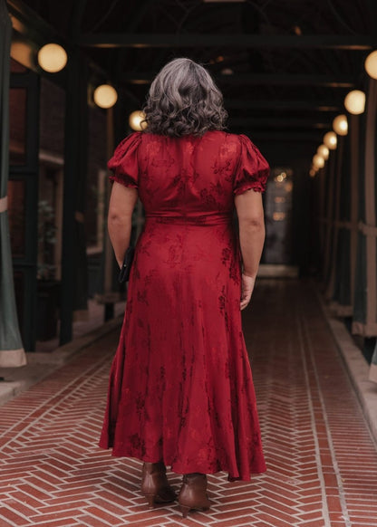 Mila Satin Midi Dress - Burgundy - MISMIJK2487-W-PLM-XXS