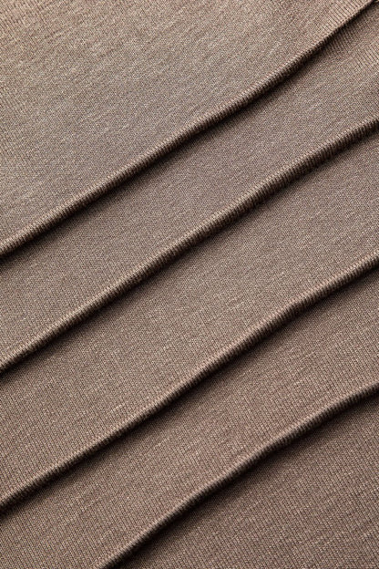 Neck Wrap Ruched Long Sleeve Slit Maxi Dress - MISMIMCWDA2311010107-COFFEE-XS