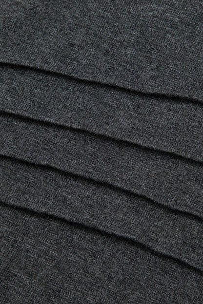 Neck Wrap Ruched Long Sleeve Slit Maxi Dress - MISMIMCWDA2311010107-GRAY-XS