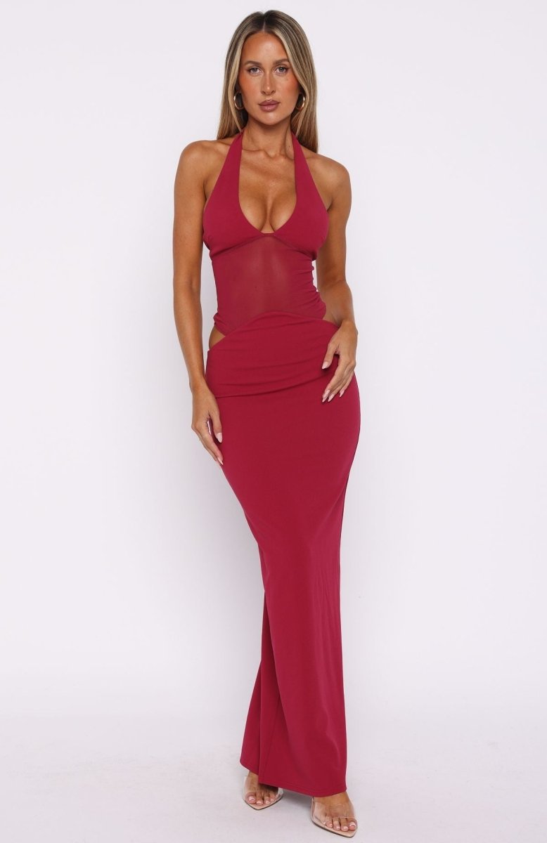 No Notes Needed Halter Maxi Dress Cherry - MISMIWFLOD419-2-XXS