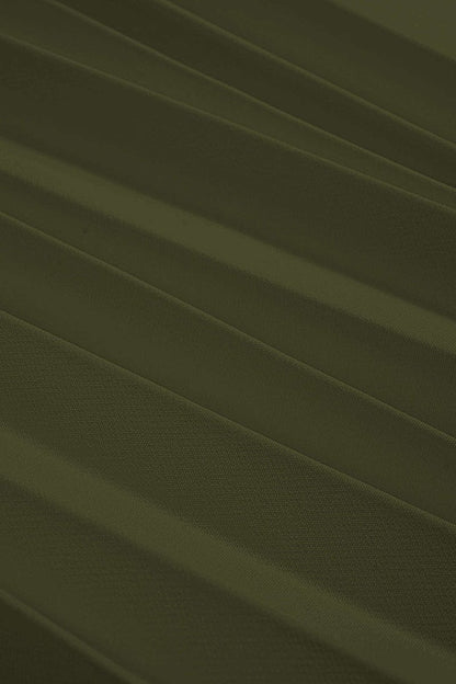 Notched Lapel Button Long - Sleeve Top And Pleated Trousers Set - MISMIMCWSC2507140013-OLIVE-XS