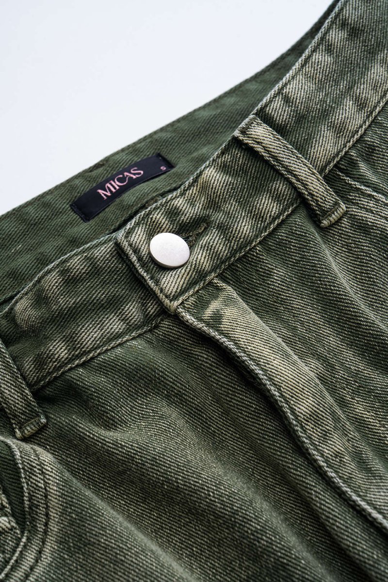 Ombre Multi Pocket Wide Leg Cargo Jeans - MISMIMCWNJ2309110048-GREEN-XS