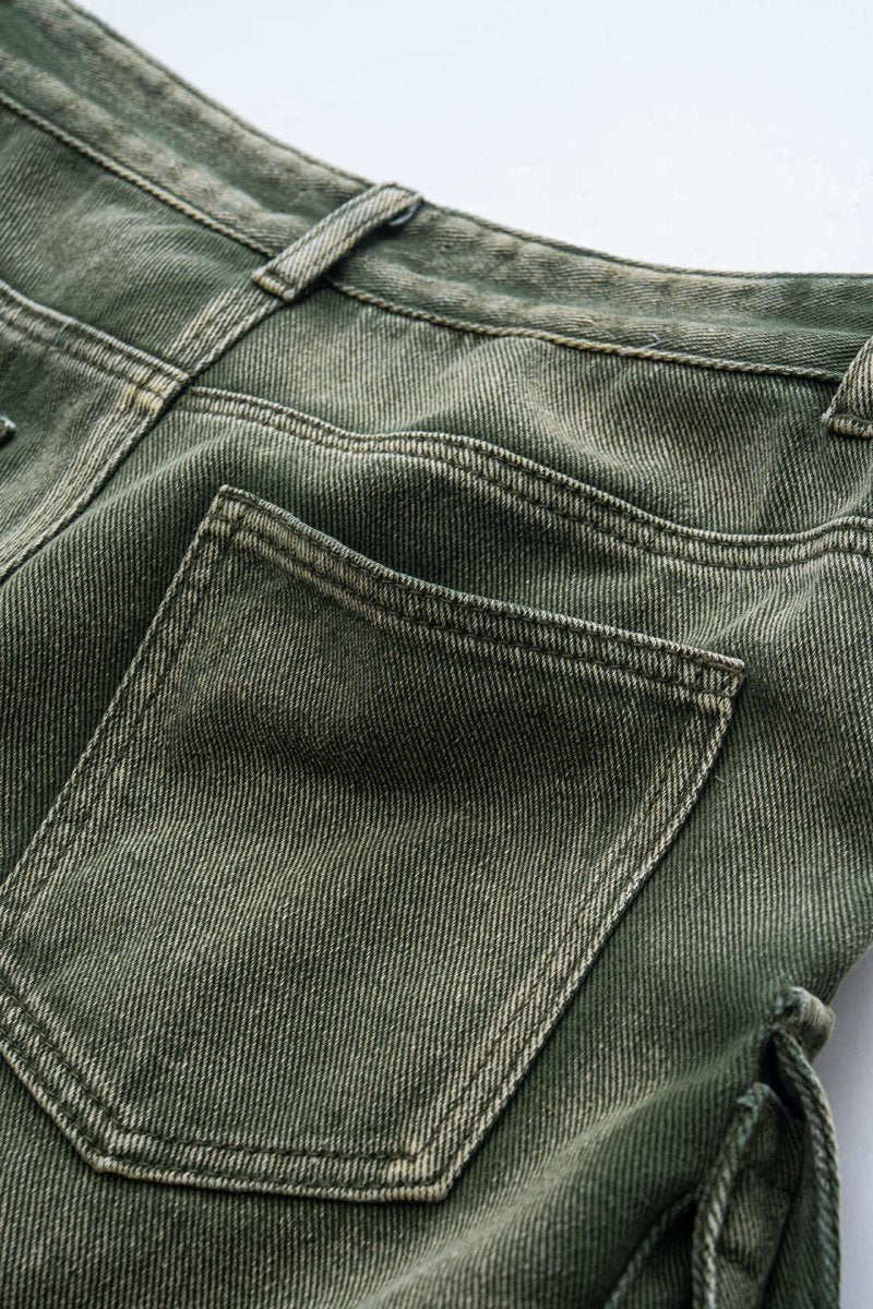 Ombre Multi Pocket Wide Leg Cargo Jeans - MISMIMCWNJ2309110048-GREEN-XS