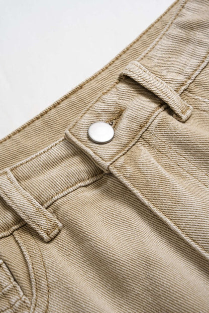 Ombre Multi Pocket Wide Leg Cargo Jeans - MISMIMCWNJ2309110048-KHAKI-XS