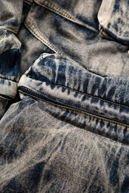 Ombre Multi Pocket Wide Leg Cargo Jeans - MISMIMCWNJ2309110048-CADET BLUE-XS