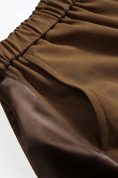 Patchwork Detail Ruched Pants - MISMIMCWBT2509020138-BROWN-XS