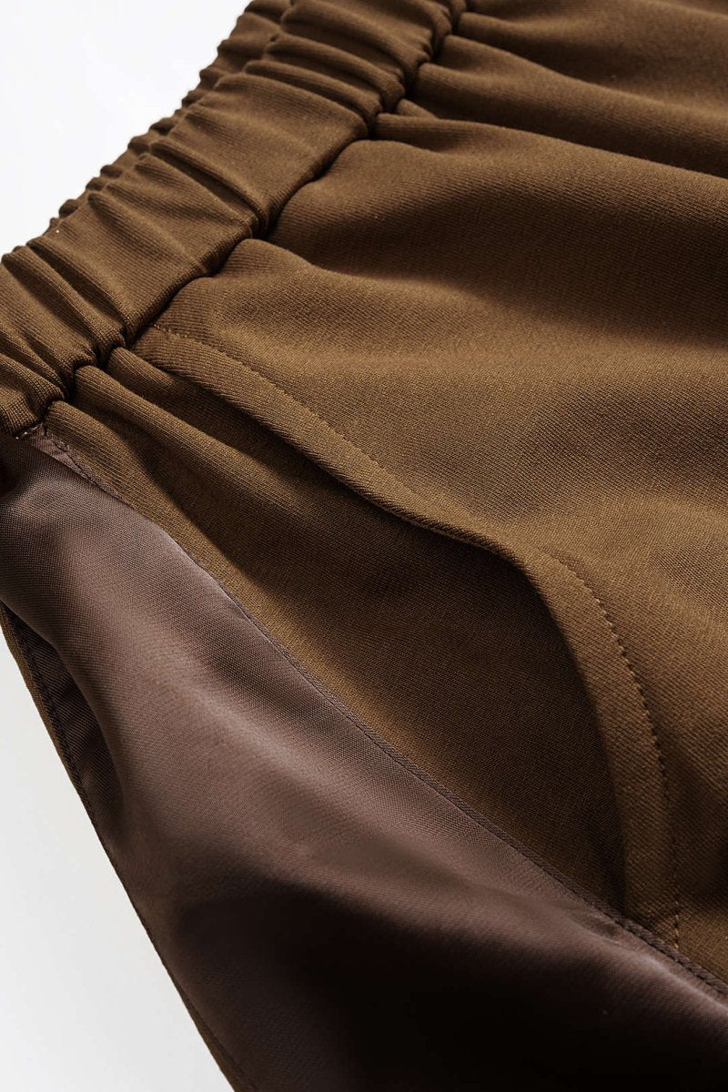 Patchwork Detail Ruched Pants - MISMIMCWBT2509020138-BROWN-XS