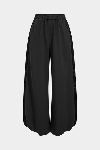 Patchwork Detail Ruched Pants - MISMIMCWBT2509020138-BLACK-XS