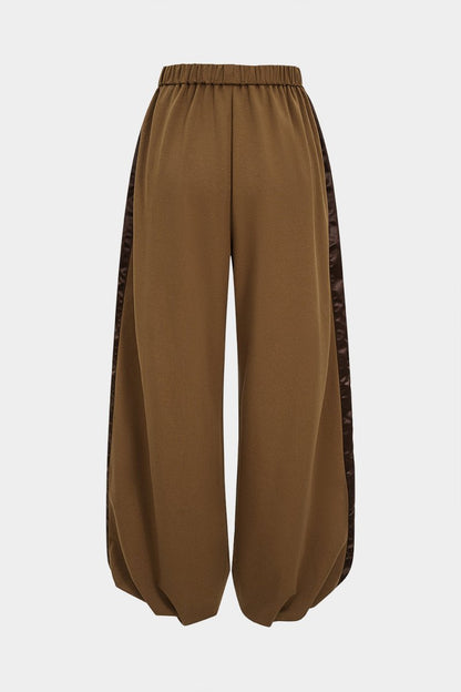 Patchwork Detail Ruched Pants - MISMIMCWBT2509020138-BROWN-XS