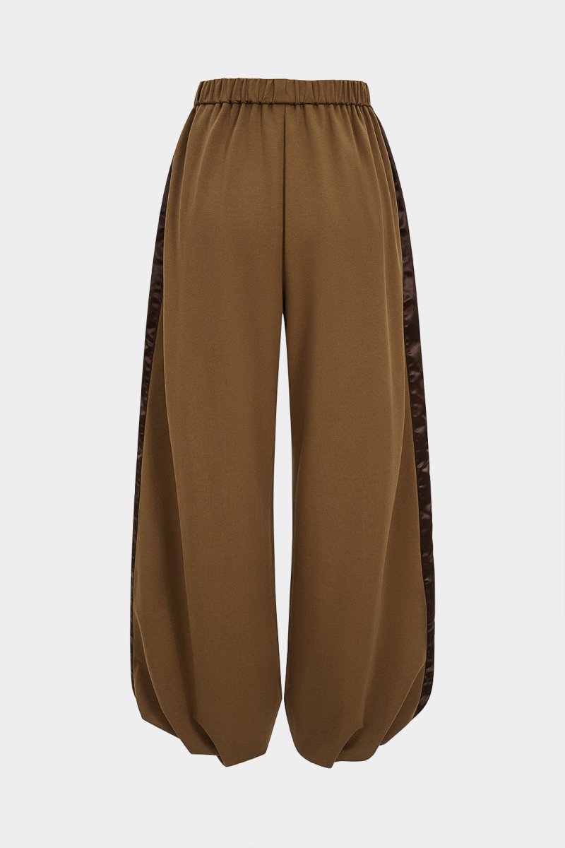 Patchwork Detail Ruched Pants - MISMIMCWBT2509020138-BROWN-XS