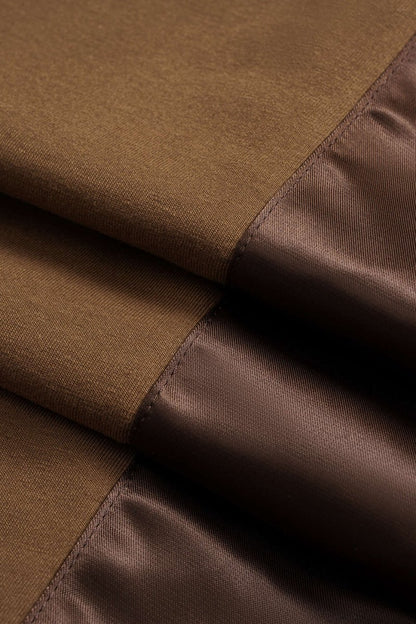 Patchwork Detail Ruched Pants - MISMIMCWBT2509020138-BROWN-XS