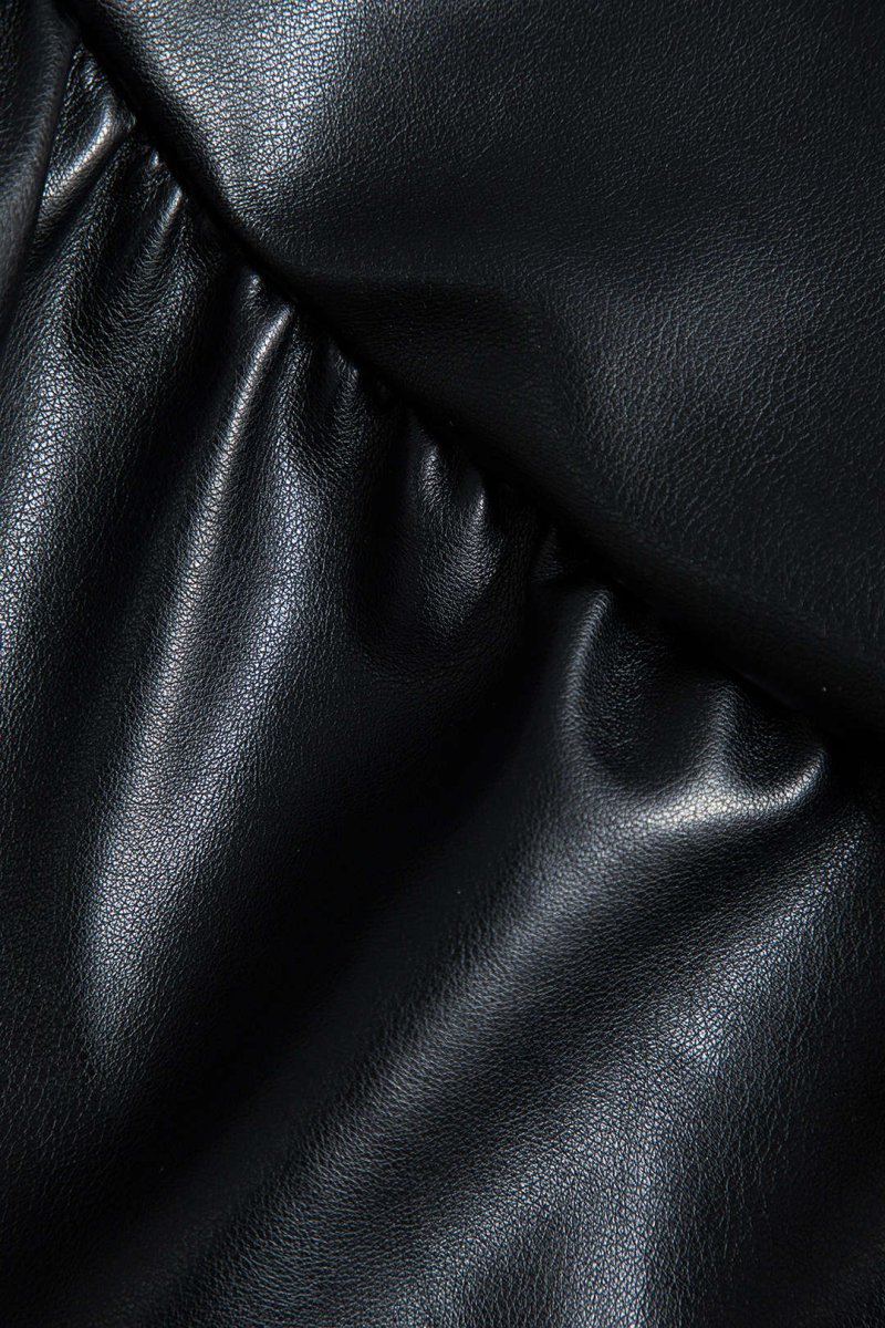 Patchwork Faux Leather Tie Front Mini Skirt - MISMIMCWDC2410210053-BLACK-XS