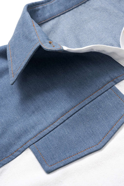 Patchwork Linen Tie Front Fake Pocket Shirt - MISMIMCWTT2504150053-WHITE-XS