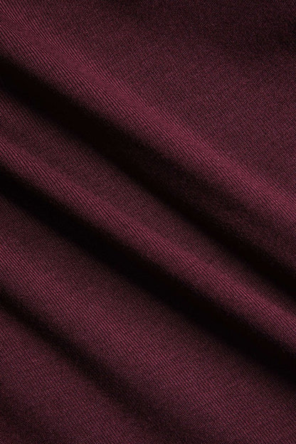 Patchwork Long Sleeve Mini Dress - MISMIMCWDC2410240047-BURGUNDY-XS