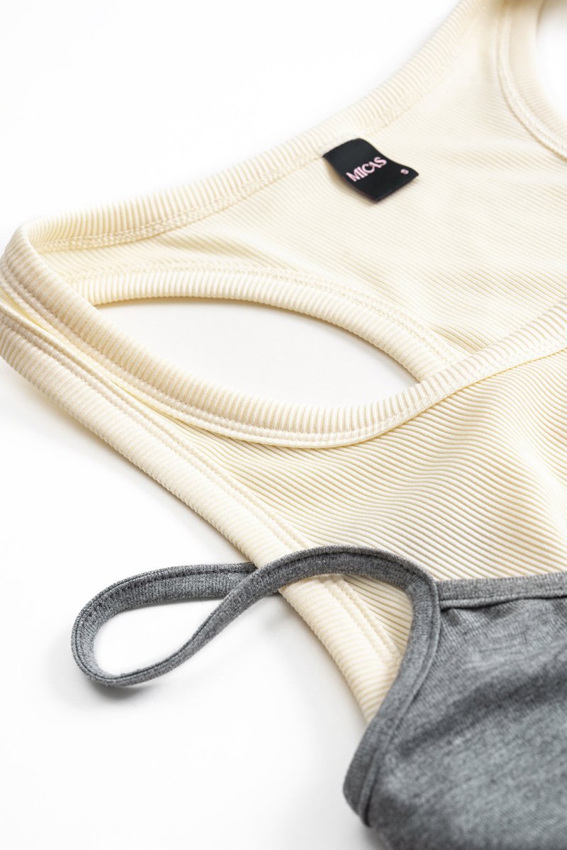 Patchwork Tank Top And Double Waistband Drawstring Skirt Set - MISMIMCWSB2505090026-Contrast Color-XS