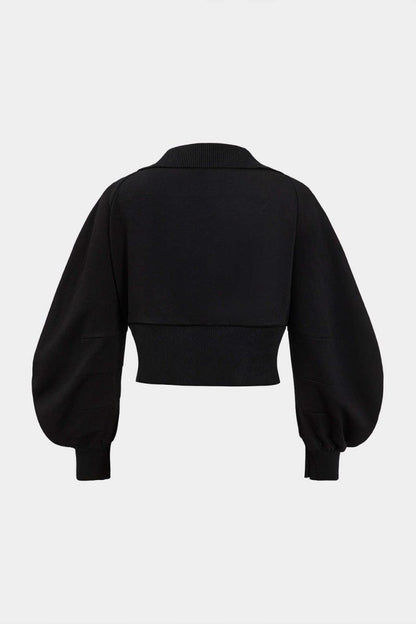 Patchwork Zipper Denim Outerwear Jacket - MISMIMCWNE2409120118-BLACK-XS