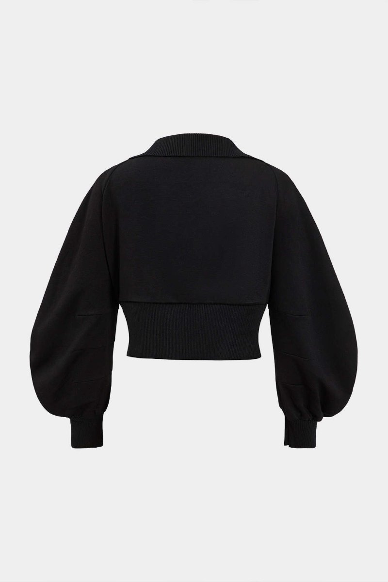 Patchwork Zipper Denim Outerwear Jacket - MISMIMCWNE2409120118-BLACK-XS