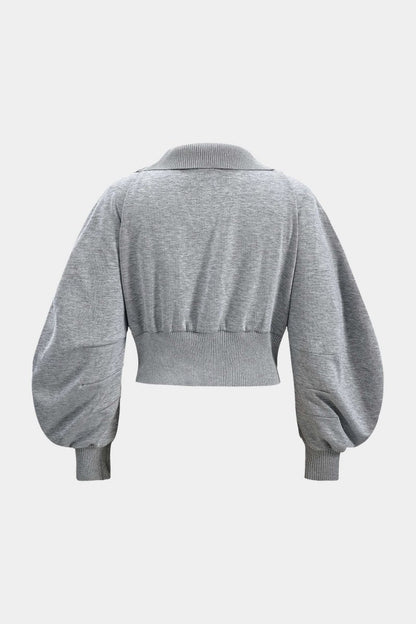 Patchwork Zipper Denim Outerwear Jacket - MISMIMCWNE2409120118-GRAY-S