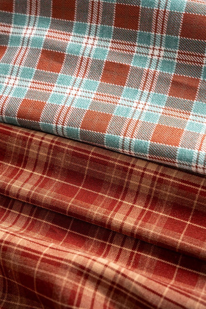 Plaid Contrast Print Faux Leather Patchwork Irregular Hem Skirt - MISMIMCWBK2508180055-COFFEE-XS