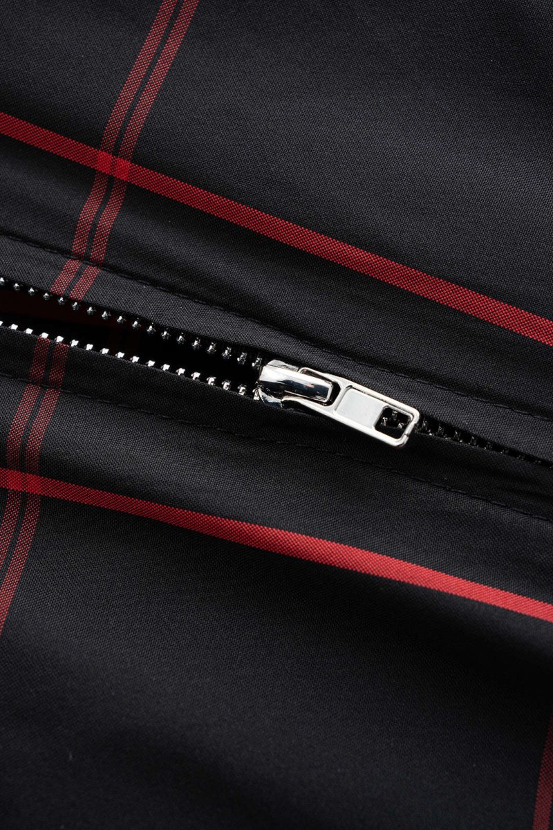 Plaid Print Wrap Long - Sleeve Top - MISMIMCWSS2510160136-BLACK-XS