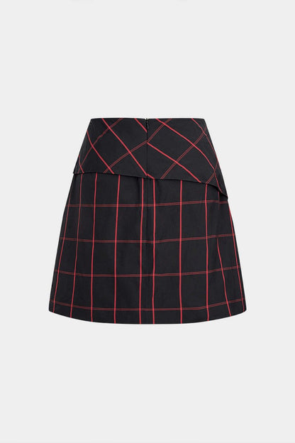 Plaid Print Zipper Mini Skirt - MISMIMCWSX2510160138-BLACK-XS