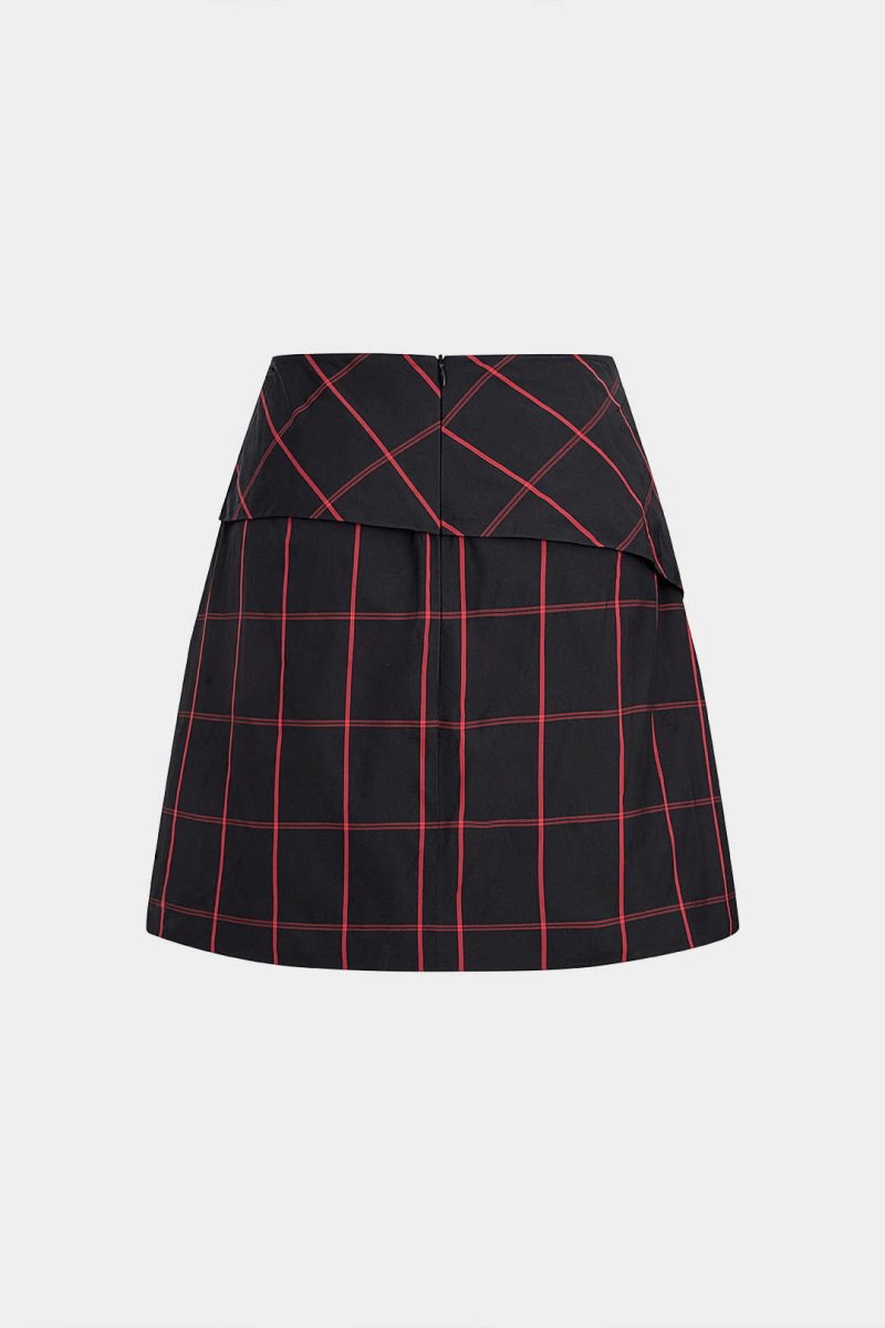 Plaid Print Zipper Mini Skirt - MISMIMCWSX2510160138-BLACK-XS