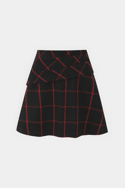 Plaid Print Zipper Mini Skirt - MISMIMCWSX2510160138-BLACK-XS