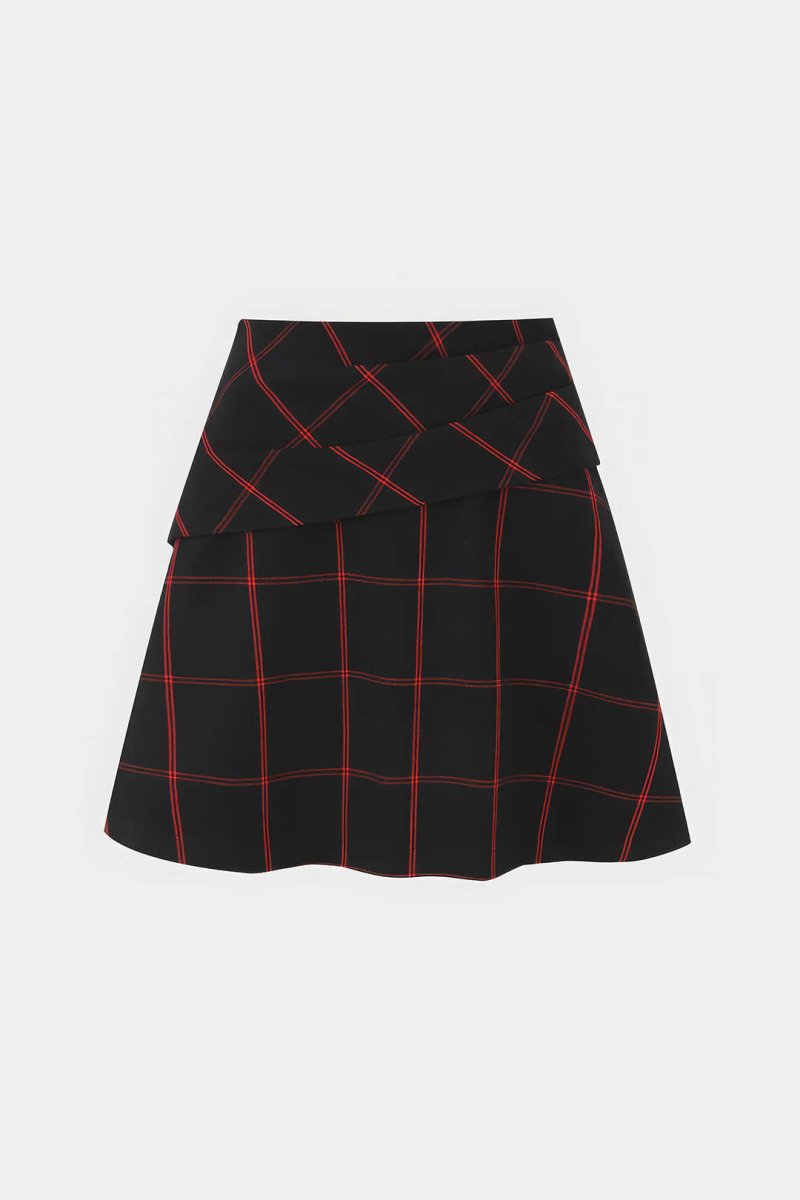 Plaid Print Zipper Mini Skirt - MISMIMCWSX2510160138-BLACK-XS