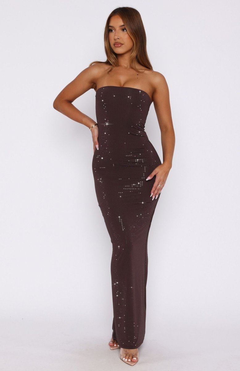 Platinum Maxi Dress Chocolate - MISMIWFLOD161-2-XXS