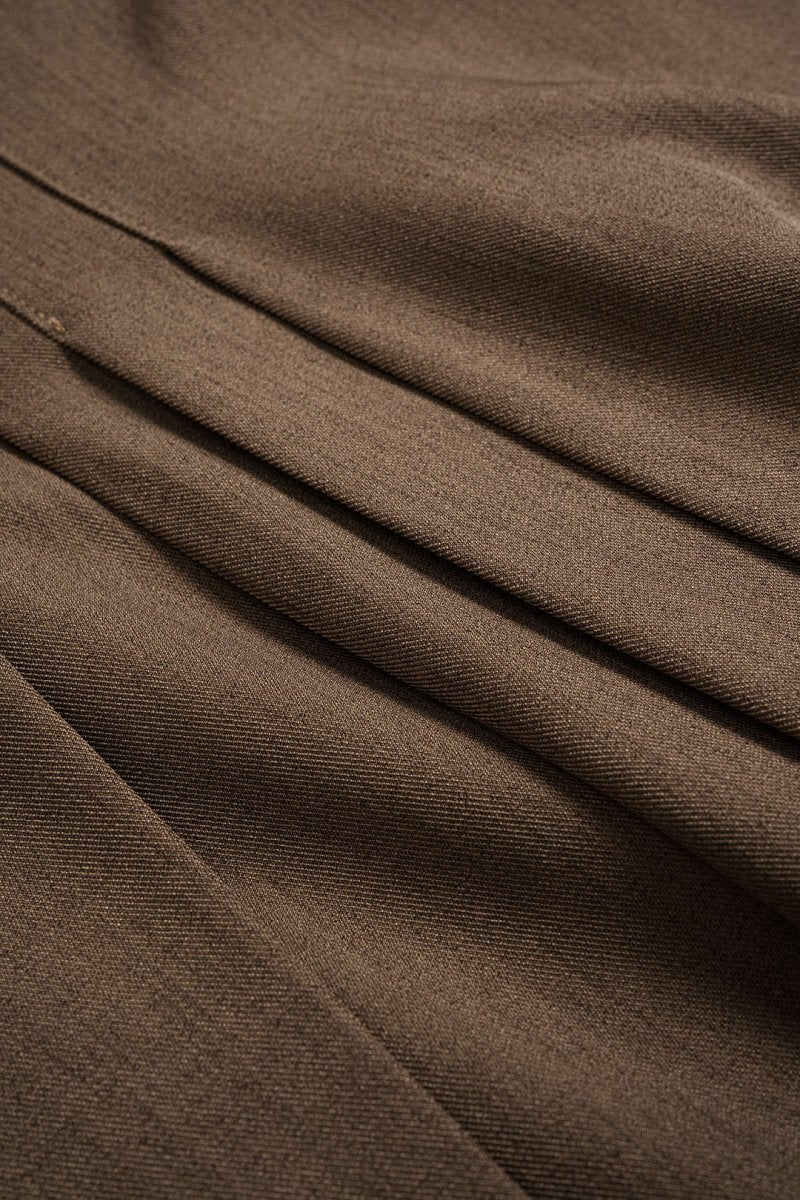 Pleated High Waist Asymmetrical Skirt - MISMIMCWBK2507100158-LIGHT BROWN-XS