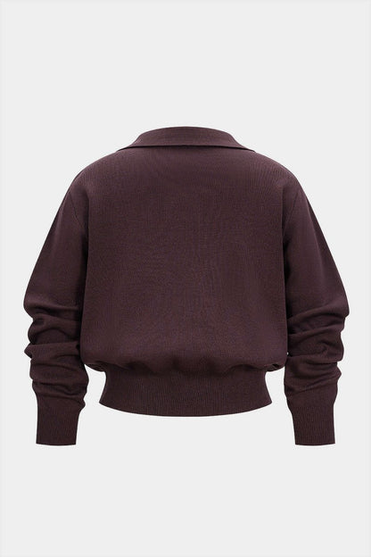 Plus Size Knit Metallic Button Cardigan - MISMIMCWKX2509230029-MAROON-0XL