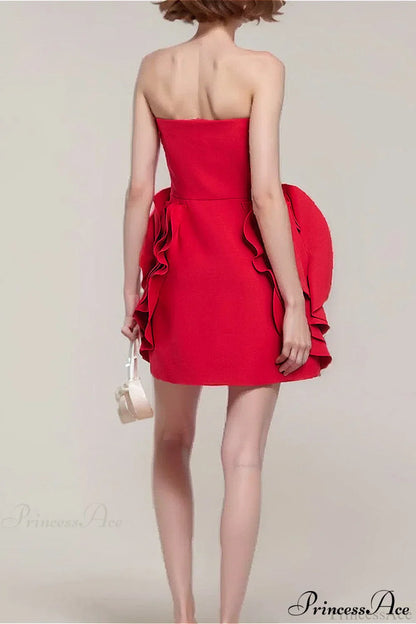 Red Bandage Large Floral Bustier Tight Party Dress