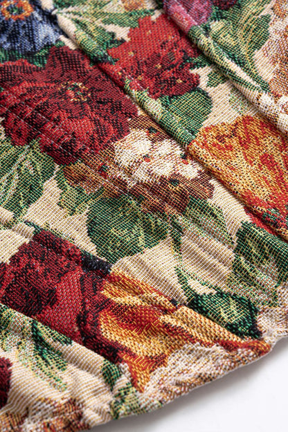 Retro Floral Print Corset Tie - Back Slip Cami Top - MISMIMCWTO2507250032-MULTICOLOR-XS