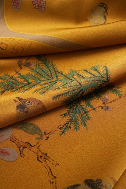 Retro Print Satin Tie Front Skirt - MISMIMCWBK2505080220-Contrast Color-XS