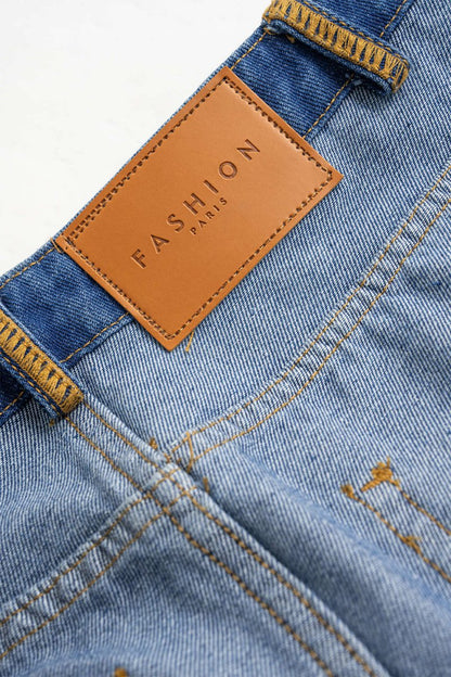 Reversible Letter Print Pocket Denim Mini Skirt - MISMIMCWNN2503060025-BLUE-XS