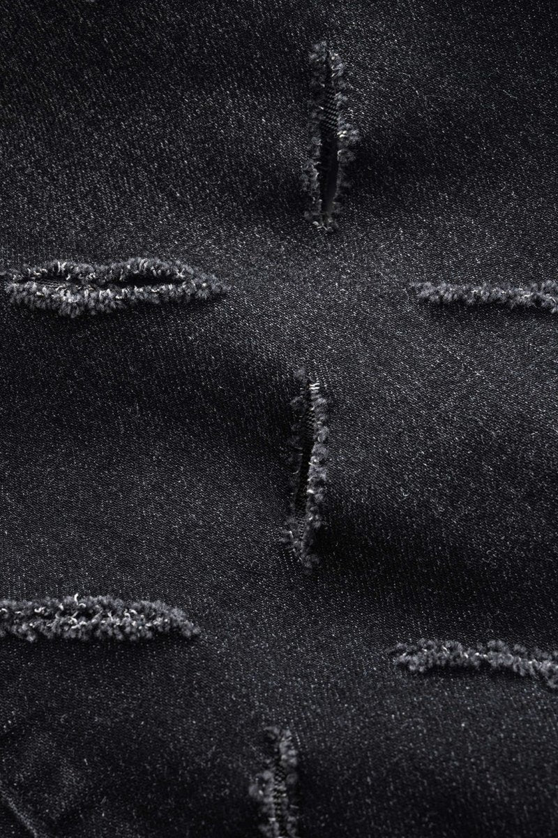 Ripped Cut Out Button Pocket Wide Leg Jeans - MISMIMCWNJ2501020025-BLACK-S