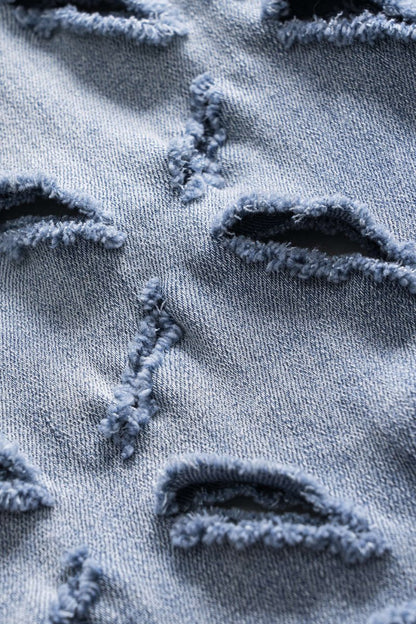 Ripped Cut Out Button Pocket Wide Leg Jeans - MISMIMCWNJ2501020025-BLUE-S