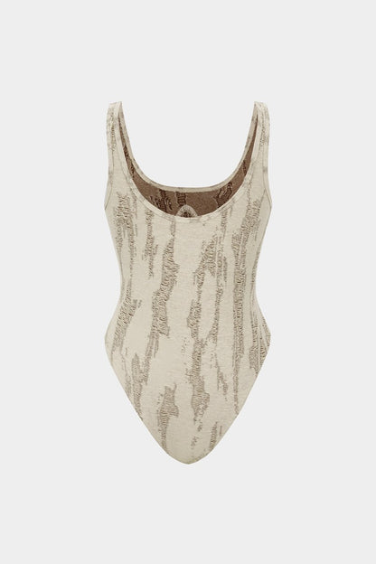 Ripped Sleeveless Bodysuit - MISMIMCWTO2504290097-KHAKI-XS