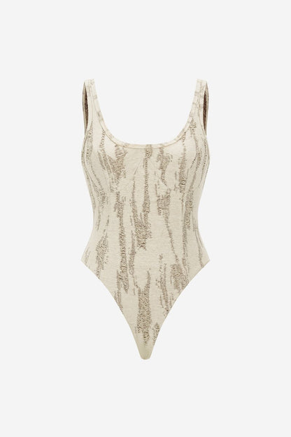 Ripped Sleeveless Bodysuit - MISMIMCWTO2504290097-KHAKI-XS