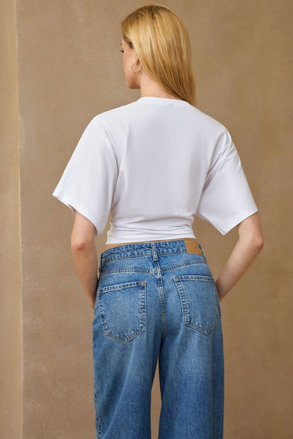 Round Neck Short Sleeve T-Shirt - MISMIMCWTS2503240141-WHITE-XS