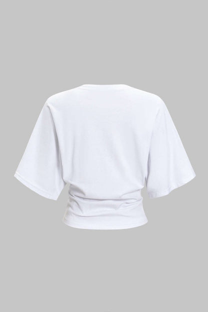 Round Neck Short Sleeve T-Shirt - MISMIMCWTS2503240141-WHITE-XS