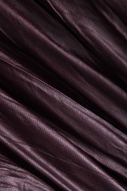 Ruched Asymmetrical Long Sleeve Mini Dress - MISMIMCWDC2410220077-BURGUNDY-XS