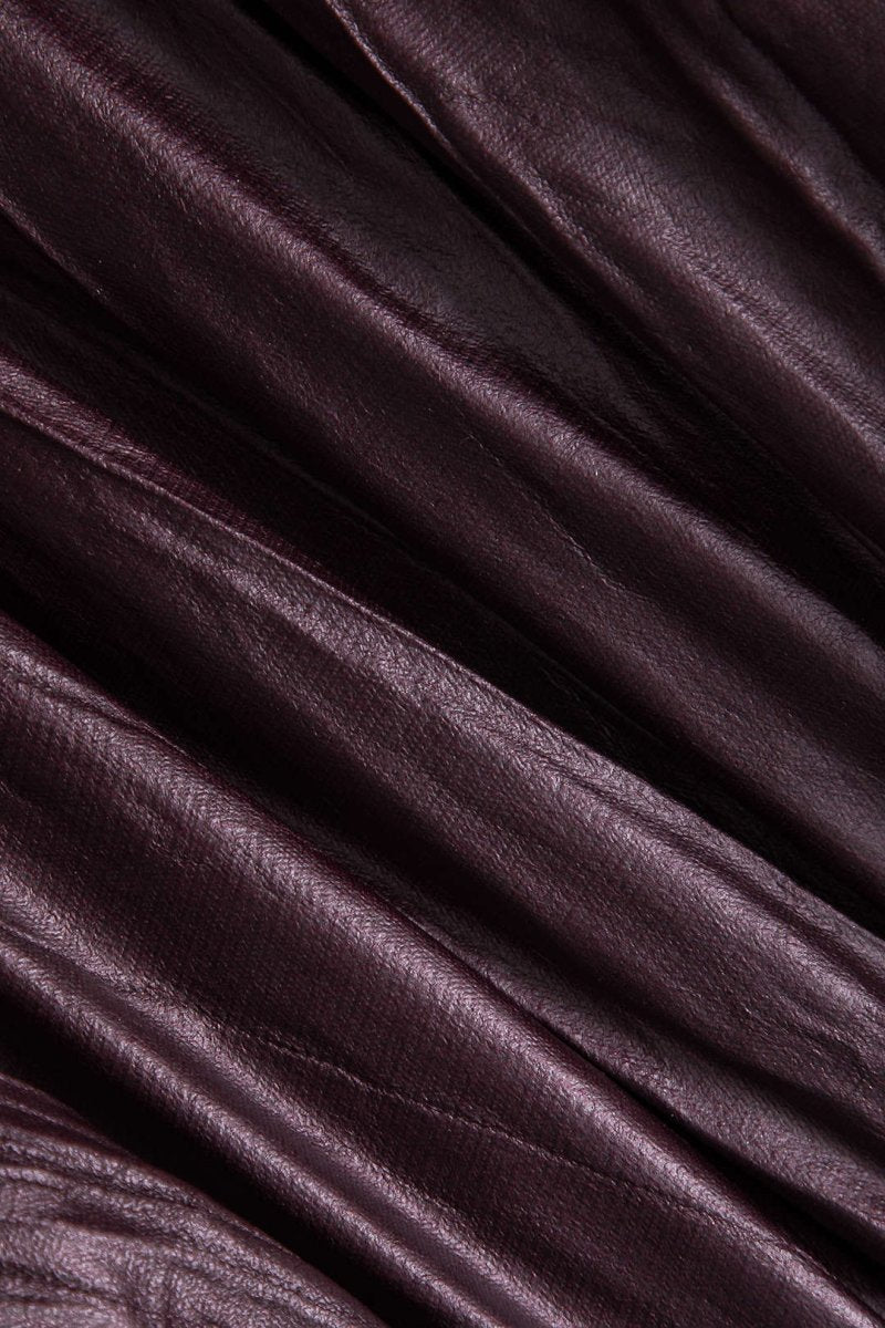 Ruched Asymmetrical Long Sleeve Mini Dress - MISMIMCWDC2410220077-BURGUNDY-XS